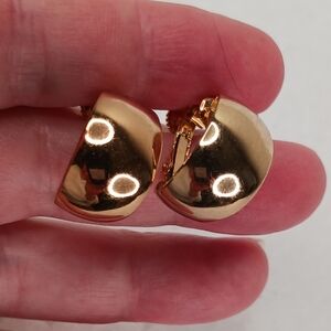 Vintage Napier Pat. No., Classic Goldtone Wide Hoop Screw Back Earrings, 1960s